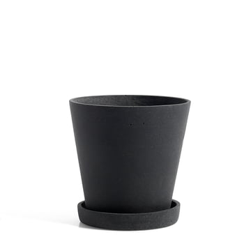 Pot de fleurs noir 25/23/20 cm, pot à herbes en plastique avec trous de  drainage et